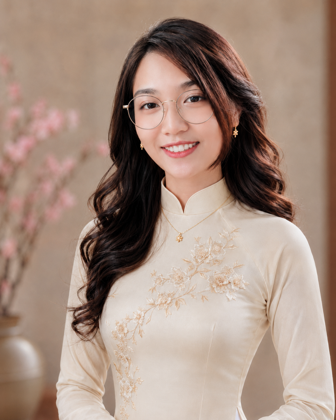 Phạm Thị Lan Phương trong tà áo dài truyền thống